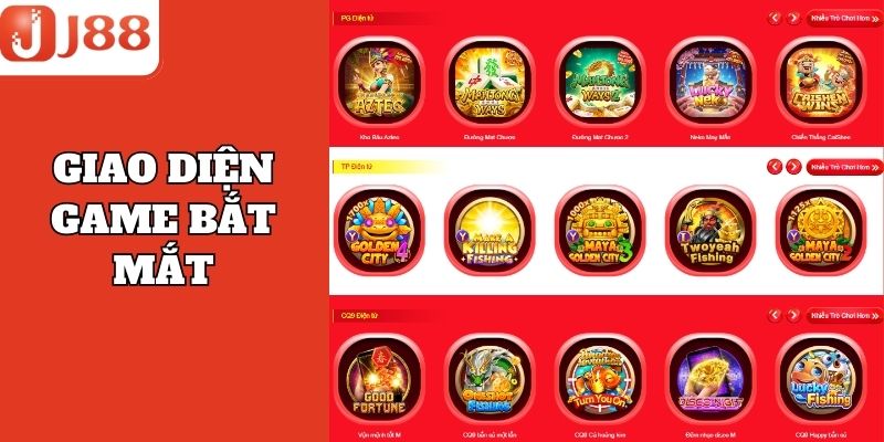 Giao diện game tại hệ thống J88 bắt mắt, linh hoạt